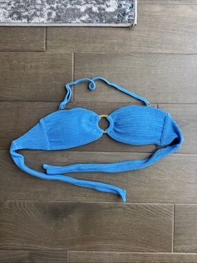 Monday Swimwear Bright Blue Bandeau Bikini Top with Gold Ring